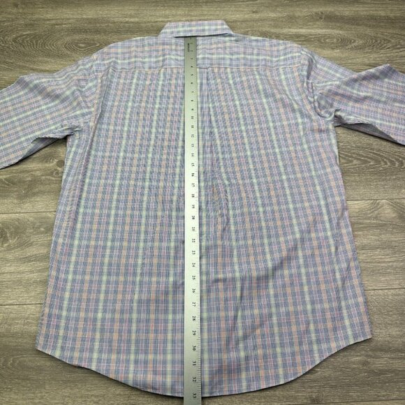 Orvis Dress Shirt Men's Large Blue Plaid Geometric Button Up Oxford Long Sleeve - Picture 11 of 14
